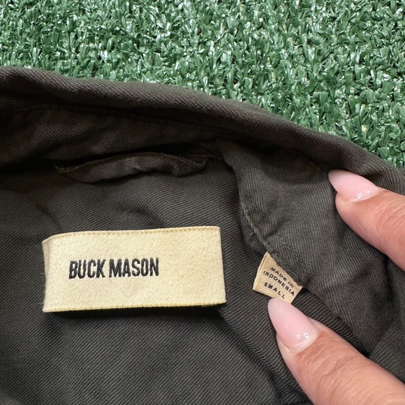 Buck Mason Button Up Shirt Men's Size S Green Short Sleeve Camp Outdoor - Picture 9 of 9